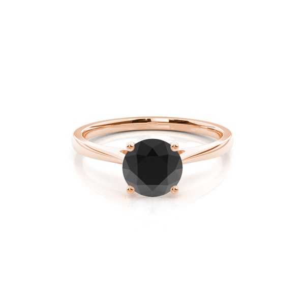 Round Black Diamond Solitaire Engagement Ring