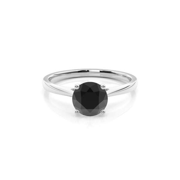 Round Black Diamond Solitaire Engagement Ring
