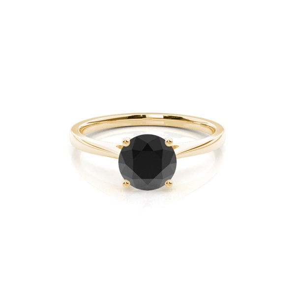 Round Black Diamond Solitaire Engagement Ring