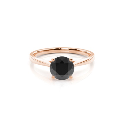 Round Black Diamond Solitaire Engagement Ring