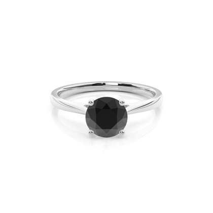 Round Black Diamond Solitaire Engagement Ring