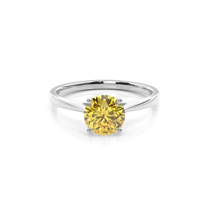 4 Prong Yellow Diamond Solitaire Engagement Ring
