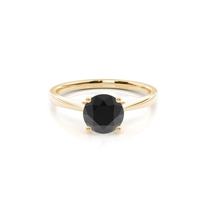 Round Black Diamond Solitaire Engagement Ring