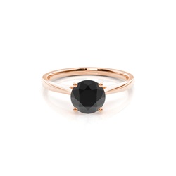 Round Black Diamond Solitaire Engagement Ring