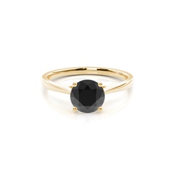 Round Black Diamond Solitaire Engagement Ring