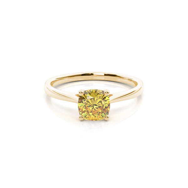 4 Prong Yellow Diamond Solitaire Engagement Ring