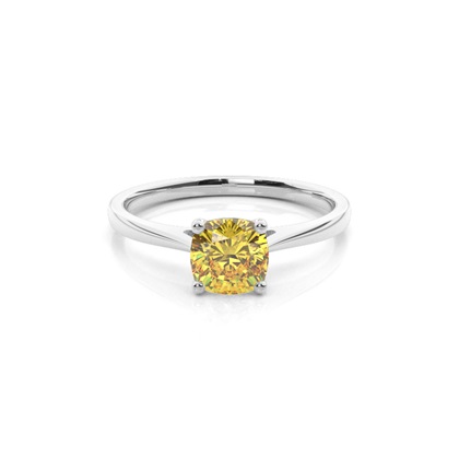 Cushion Yellow Diamond Engagement Rings