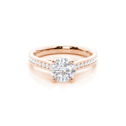White Gold Round Side Stone Moissanite Engagement Ring