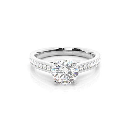 White Gold Round Side Stone Diamond Engagement Ring