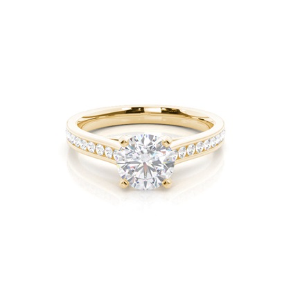 White Gold Round Side Stone Moissanite Engagement Ring