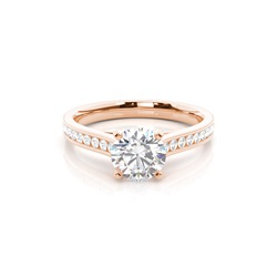 White Gold Round Side Stone Diamond Engagement Ring