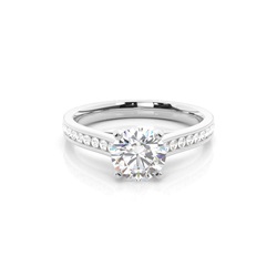 White Gold Round Side Stone Diamond Engagement Ring