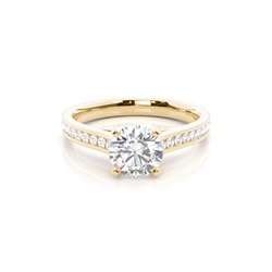 White Gold Round Side Stone Diamond Engagement Ring