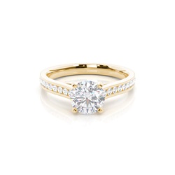 White Gold Round Side Stone Moissanite Engagement Ring