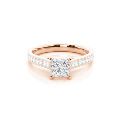 White Gold Round Side Stone Moissanite Engagement Ring