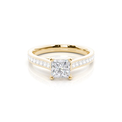 White Gold Round Side Stone Moissanite Engagement Ring
