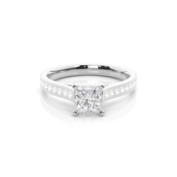Moissanite Verlobungsring in einer Krappenfassung mit medium Schulter Moissanit