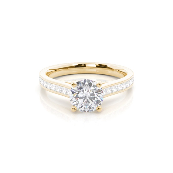 White Gold Round Side Stone Moissanite Engagement Ring