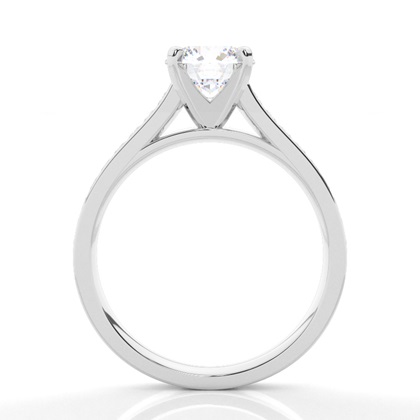 White Gold Round Side Stone Moissanite Engagement Ring