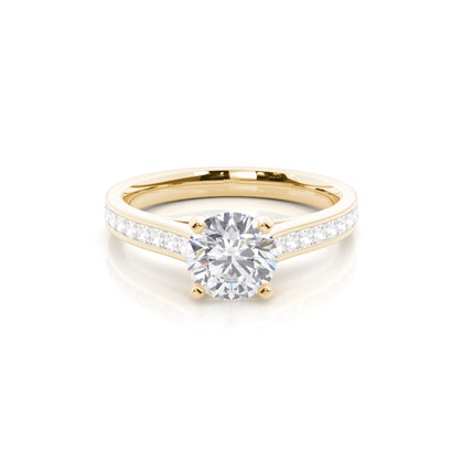 White Gold Round Side Stone Moissanite Engagement Ring