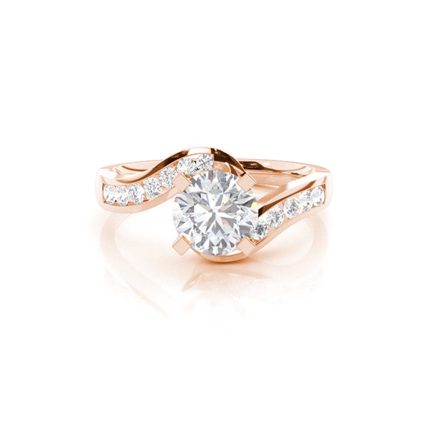White Gold Round Side Stone Moissanite Engagement Ring