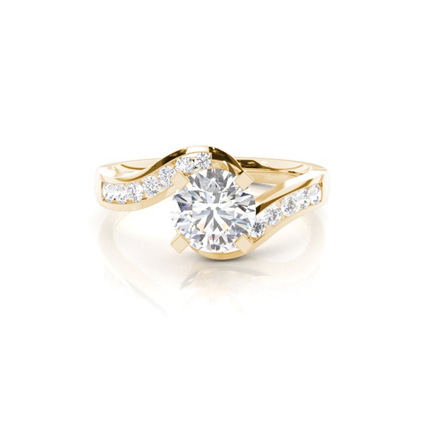White Gold Round Side Stone Diamond Engagement Ring
