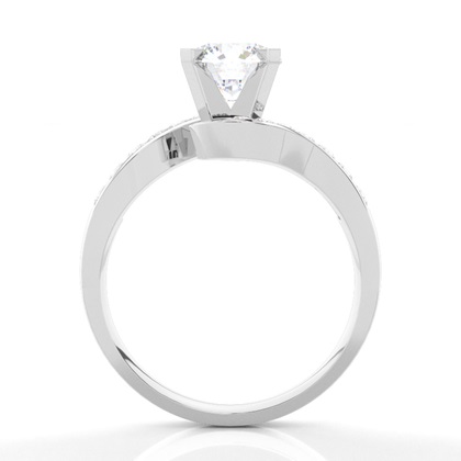 White Gold Round Side Stone Moissanite Engagement Ring