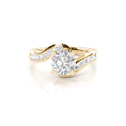 White Gold Round Side Stone Moissanite Engagement Ring