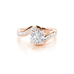 White Gold Round Side Stone Moissanite Engagement Ring