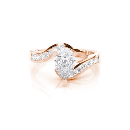 White Gold Round Side Stone Moissanite Engagement Ring