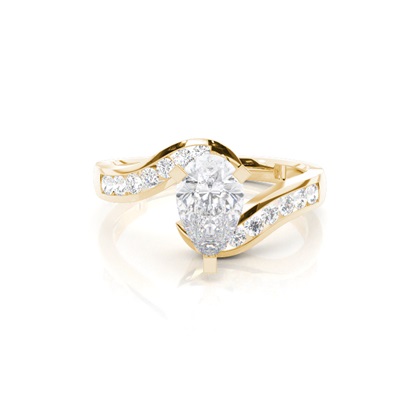 White Gold Round Side Stone Moissanite Engagement Ring