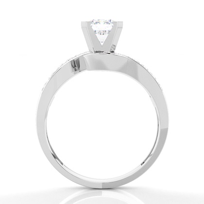 Moissanite Verlobungsring in einer Krappenfassung mit medium Schulter Moissanit