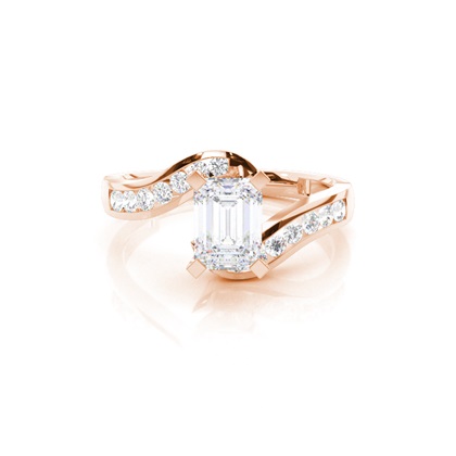 White Gold Round Side Stone Moissanite Engagement Ring