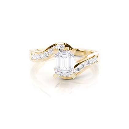 White Gold Round Side Stone Moissanite Engagement Ring