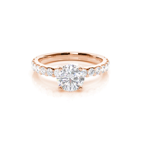 White Gold Round Side Stone Moissanite Engagement Ring