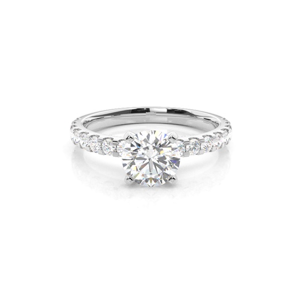 White Gold Round Side Stone Diamond Engagement Ring
