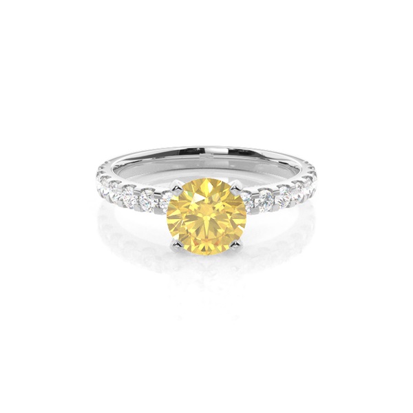 Yellow Diamond Side Stone Engagement Ring