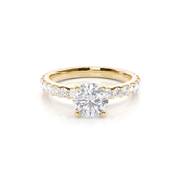 White Gold Round Side Stone Moissanite Engagement Ring