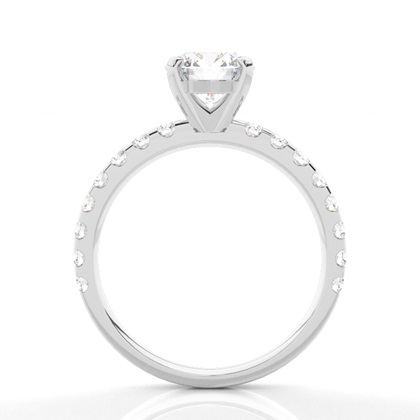 White Gold Round Side Stone Diamond Engagement Ring