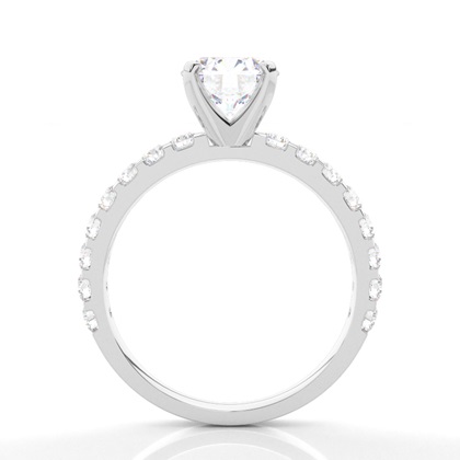 White Gold Round Side Stone Moissanite Engagement Ring