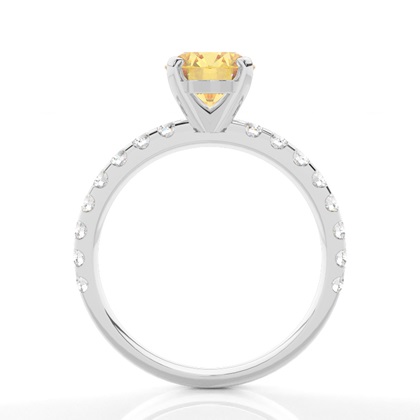 Yellow Diamond Side Stone Engagement Ring