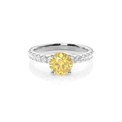 Yellow Diamond Side Stone Engagement Ring