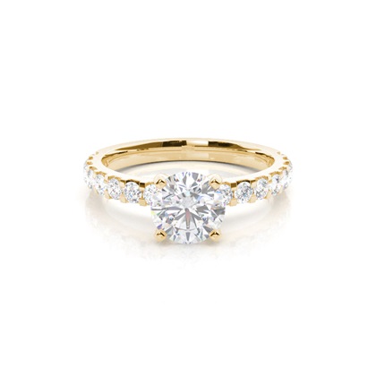 White Gold Round Side Stone Moissanite Engagement Ring