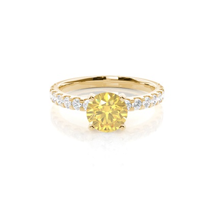 Yellow Diamond Side Stone Engagement Ring