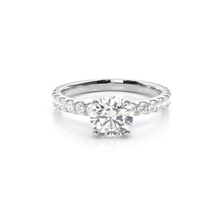 White Gold Round Side Stone Diamond Engagement Ring