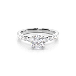 White Gold Round Side Stone Moissanite Engagement Ring