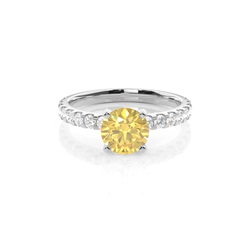 Yellow Diamond Side Stone Engagement Ring