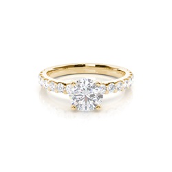 White Gold Round Side Stone Moissanite Engagement Ring