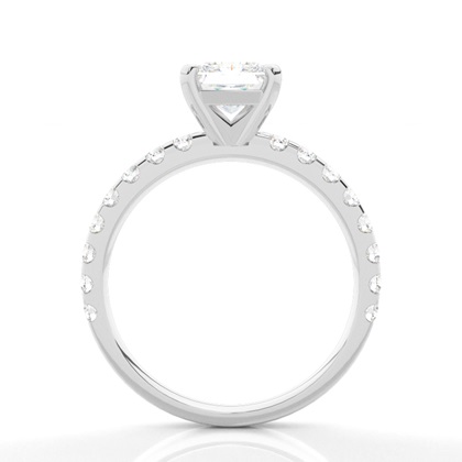 White Gold Round Side Stone Diamond Engagement Ring