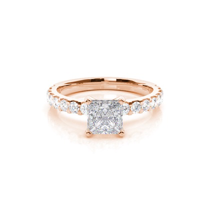 White Gold Round Side Stone Moissanite Engagement Ring